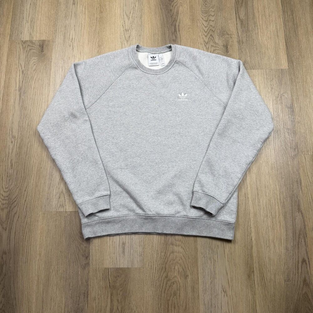 Adidas Originals Sweatshirt Mens Large Gray Trefoil Logo Crewneck Pullover